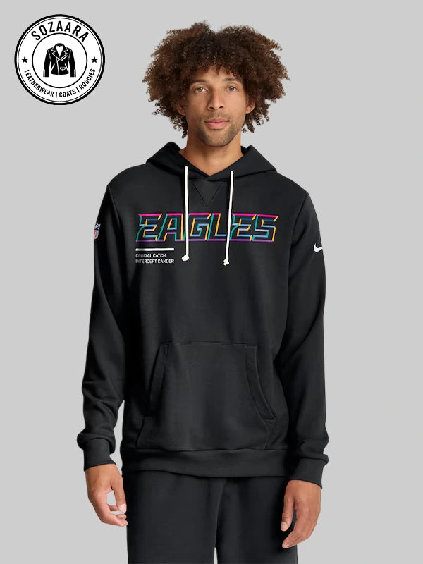 Nike NFL 2025 Crucial Catch Philadelphia Eagles Cancer Hoodie In Black
