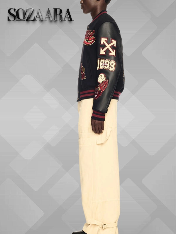 Off White AC Milan Varsity Jacket Black