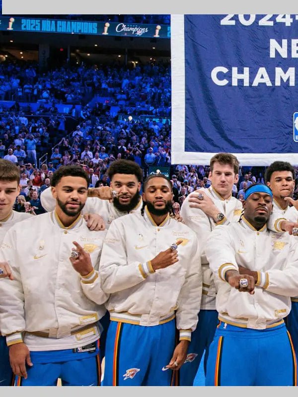 Oklahoma City Thunder 2025 Champions Banner Raising Jacket.