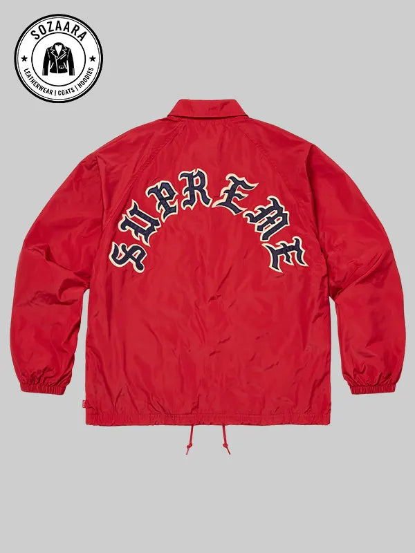 Old English Arc Supreme Coaches Jacket Red