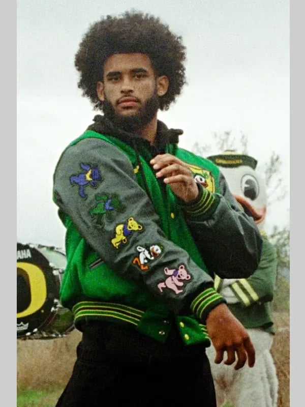 Oregon Nike Grateful Ducks Lettermens Varsity Jacket Green