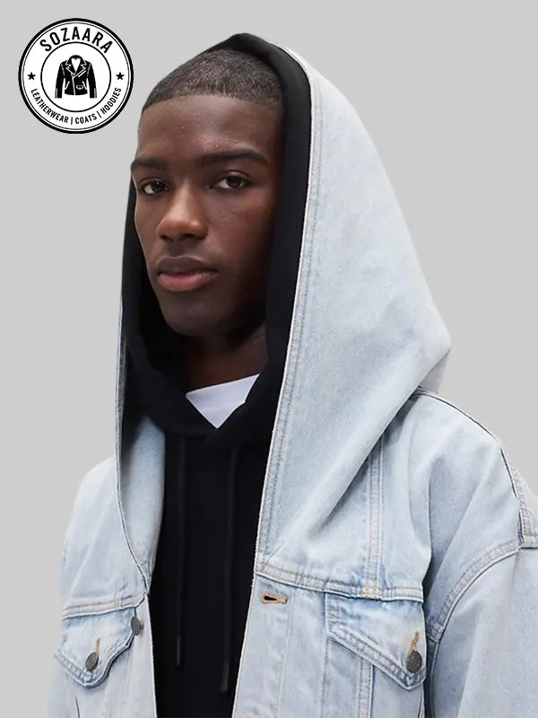 Oversized Hooded Beis Gap Denim Jacket Blue