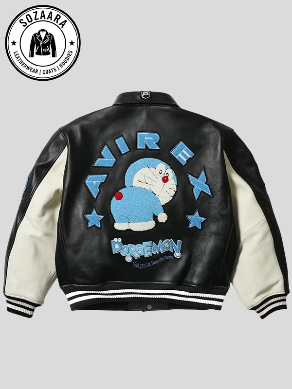 Palace Doraemon Avirex Leather Jacket Black