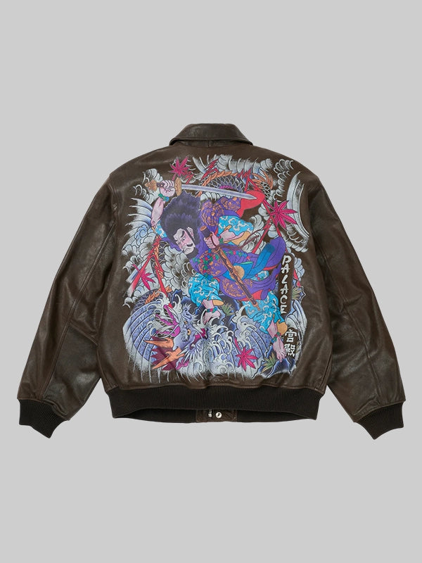 Palace Susanoo Leather Flight Jacket Brown