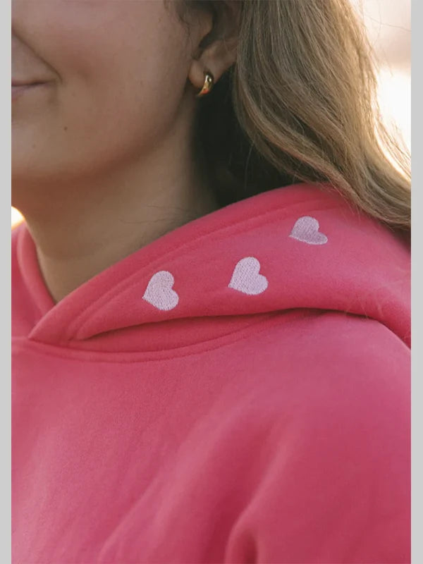 Pink Palm Puff Chasing Sunsets Oversized Meringue Cotton Hoodie