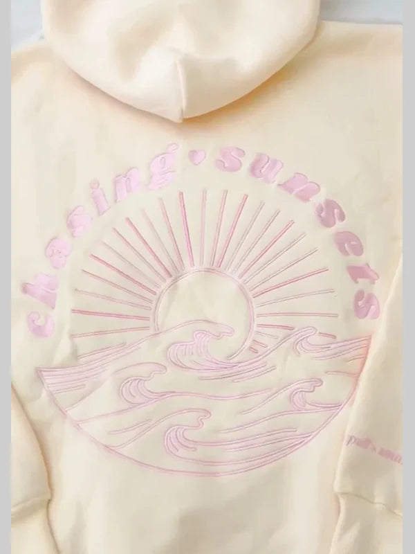 Pink Palm Puff Chasing Sunsets Oversized Meringue Hoodie