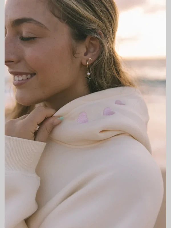 Pink Palm Puff Chasing Sunsets Oversized Meringue Hoodies