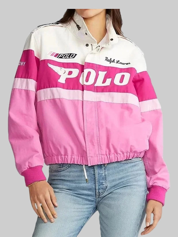 Pink Polo Racer Bomber Jacket