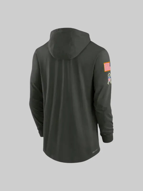 Pittsburgh Steelers Nike 2025 Salute to Service Sideline Hooded Long Sleeve T shirt