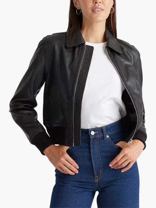 Quince 100% Bomber Washed Leather Jacket