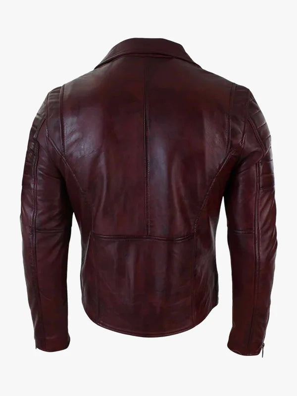 Slim Fit Brando Burgundy Biker Jacket