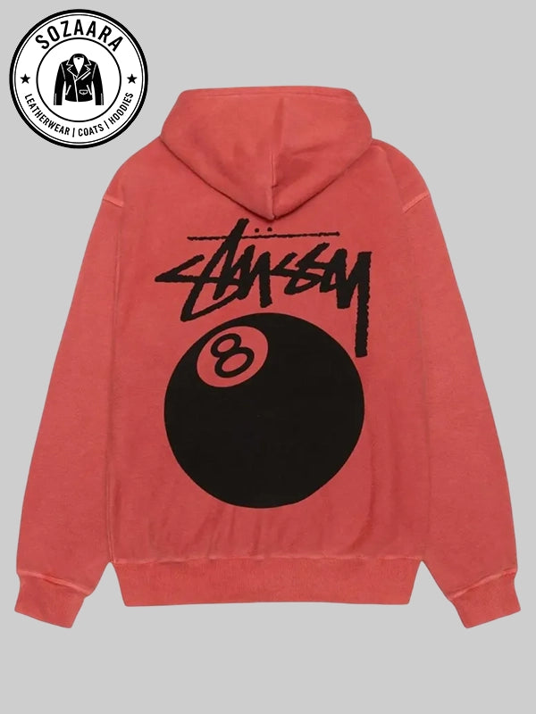Red Stussy Hoodie 8 Ball