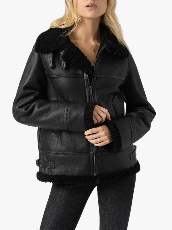 Saint and Sofia Amelia Aviator  Black Jacket