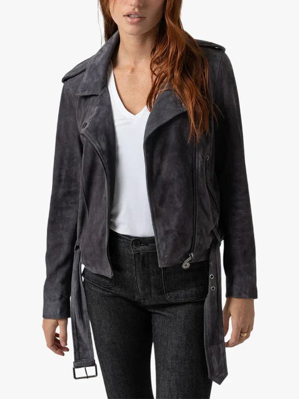 Saint and Sofia Luther Charcoal Suede Jacket 