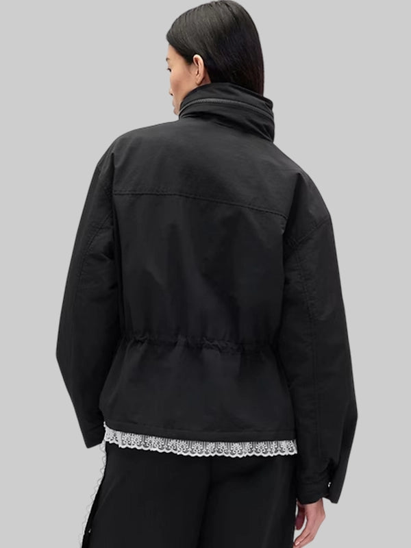Sandy Liang Gap Lace-Trim Black Jacket
