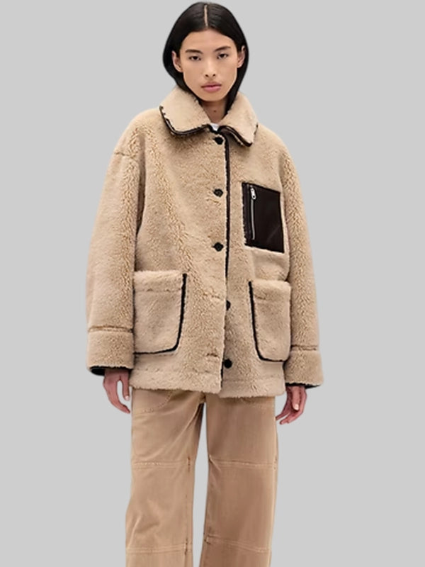 Sandy Liang Gap Vegan Leather Sherpa Reversible Jacket
