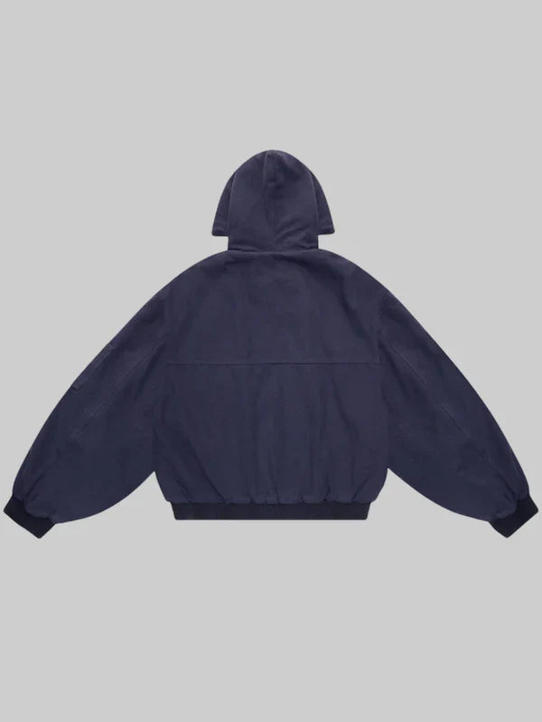 Shige 15oz Canvas Clasp Bomber Jacket Navy Blue By Shinzo