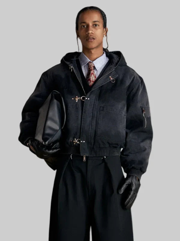 Shige 15oz Canvas Clasp Bomber Shinzo Jacket In Black