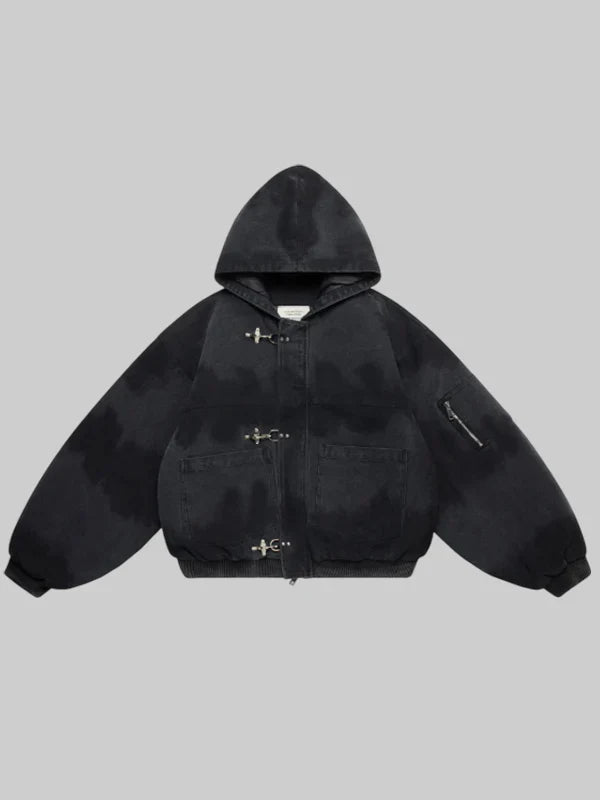 Shinzo Shige 15oz Canvas Clasp Bomber Jacket Black