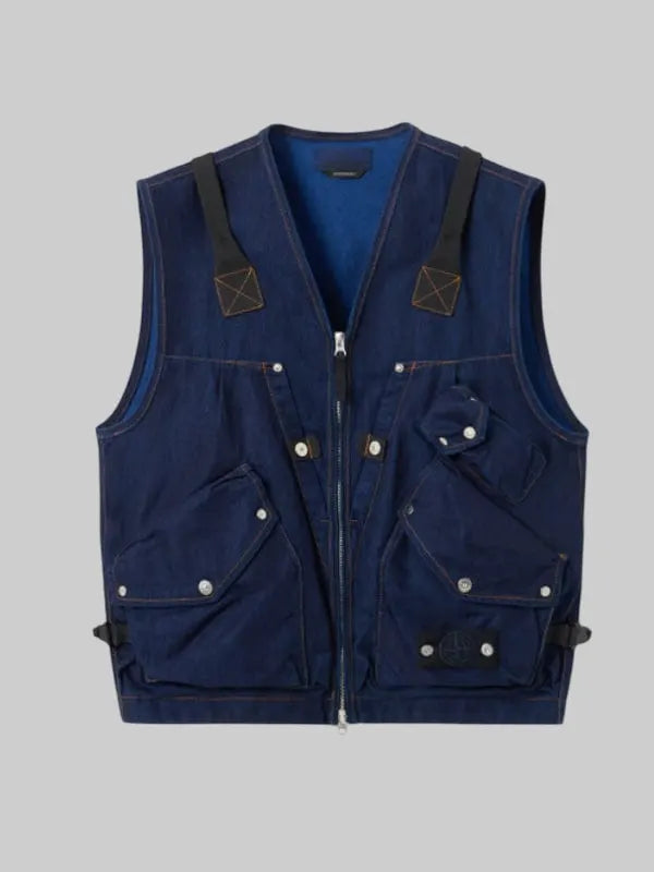 Stone Island Indigo Polypropylene Denim Light-Rinsed Utility Vest