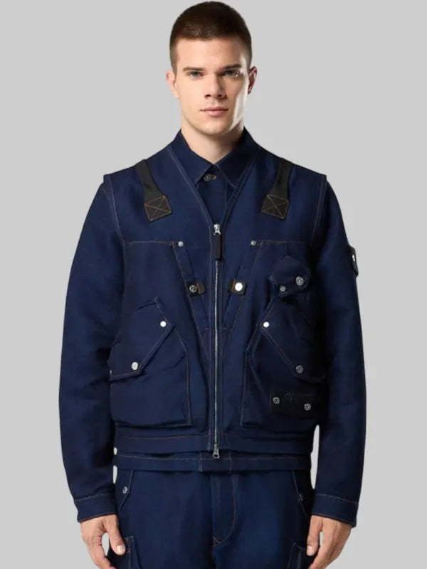 Stone Island Indigo Polypropylene Denim Light Rinsed Blue Vest