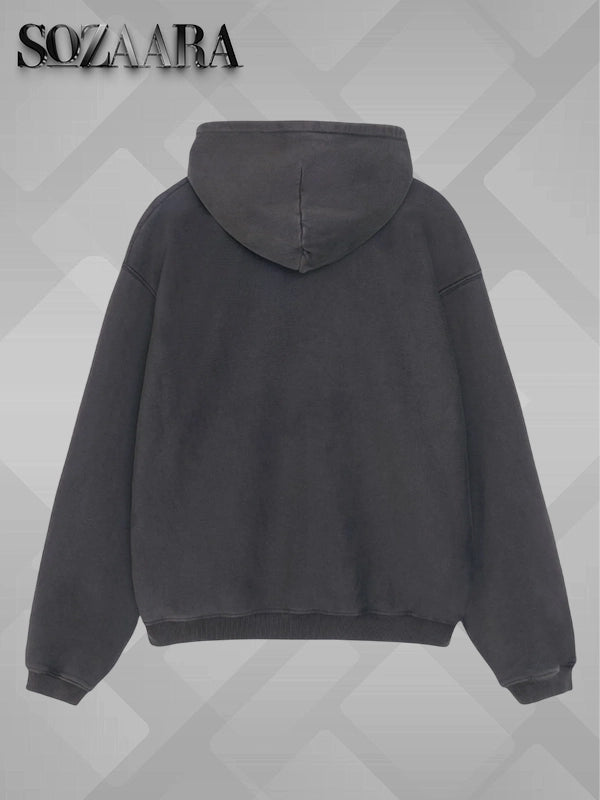 Stussy Faded Graphic Zip Up Hoodie Black