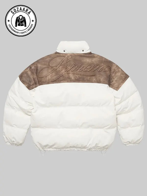 Supreme Puffer Jacket Leather Yoke