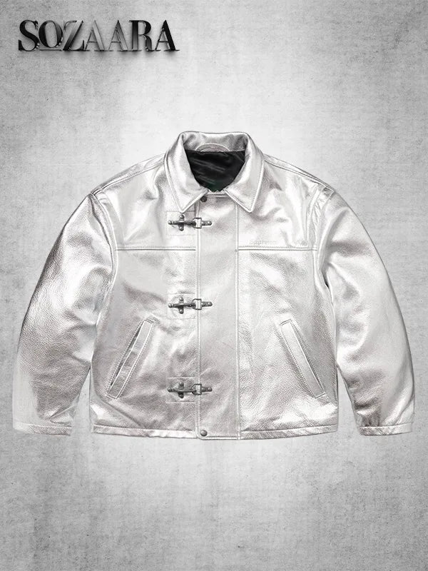 Supreme Schott Leather Clip Jacket Silver