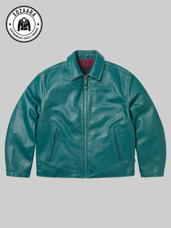 Supreme Schott Leather Jacket Green
