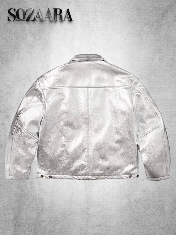 Supreme x Schott NYC Leather Clip Jacket Silver