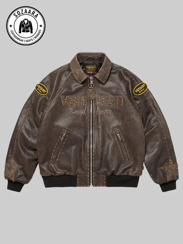 Supreme x Vanson Leathers B.B Simon Jacket Brown