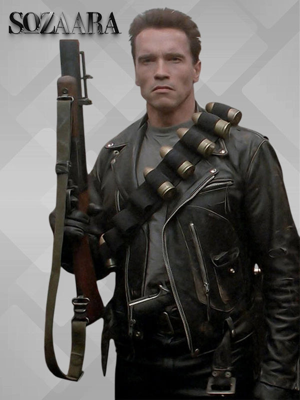 The Terminator 2 Arnold Schwarzenegger Leather Jacket Black