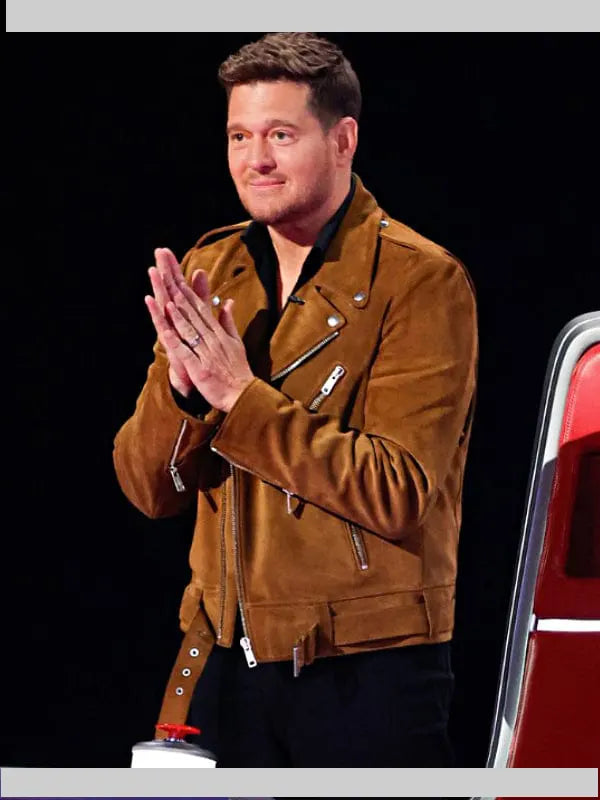 The Voice S28 Michael Buble Brown Leather Jacket