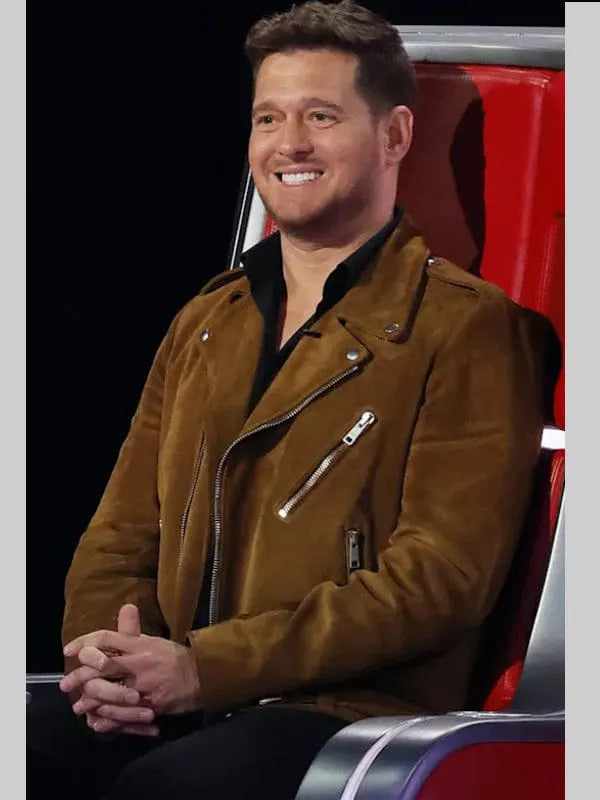 The Voice S28 Michael Buble Brown Suede Jacket