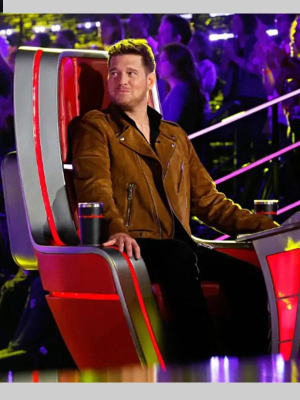 The Voice S28 Michael Buble Suede Jacket Brown