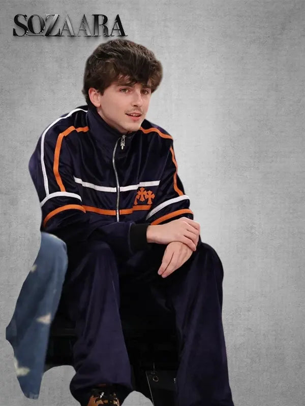 Timothee Chalamet Blue Tracksuit Chrome Hearts
