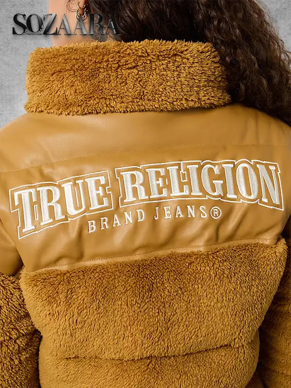 True Religion Embroidered Sherpa Jacket Caramel