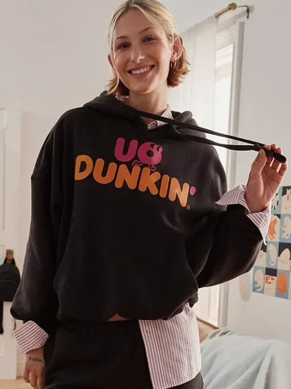 UO x Dunkin Graphic Bubble Hoodie Brown