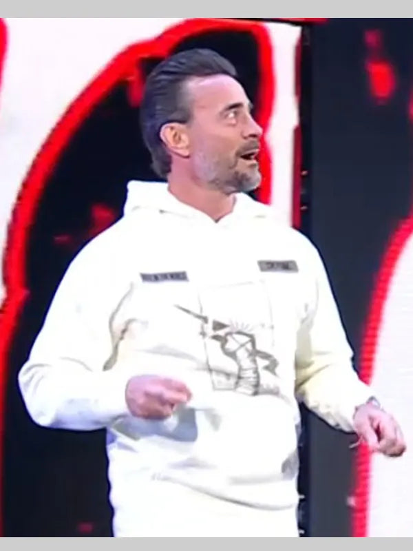 Unisex CM Punk White Graphic Hoodie