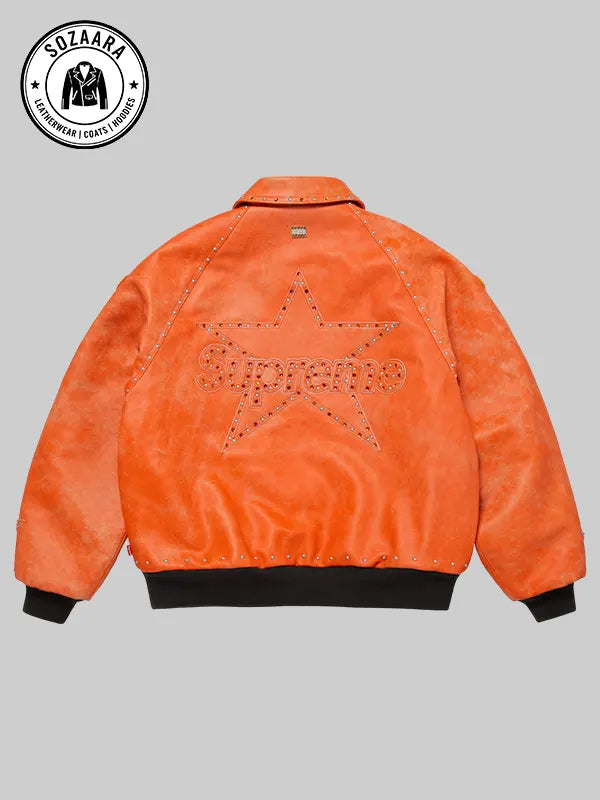 Vanson Leathers x Supreme x B.B Simon Leather Bomber Jacket Orange