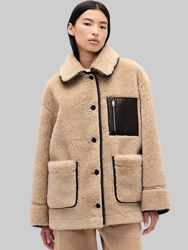 Vegan Leather Faux Sherpa Gap × Sandy Liang Reversible Jacket
