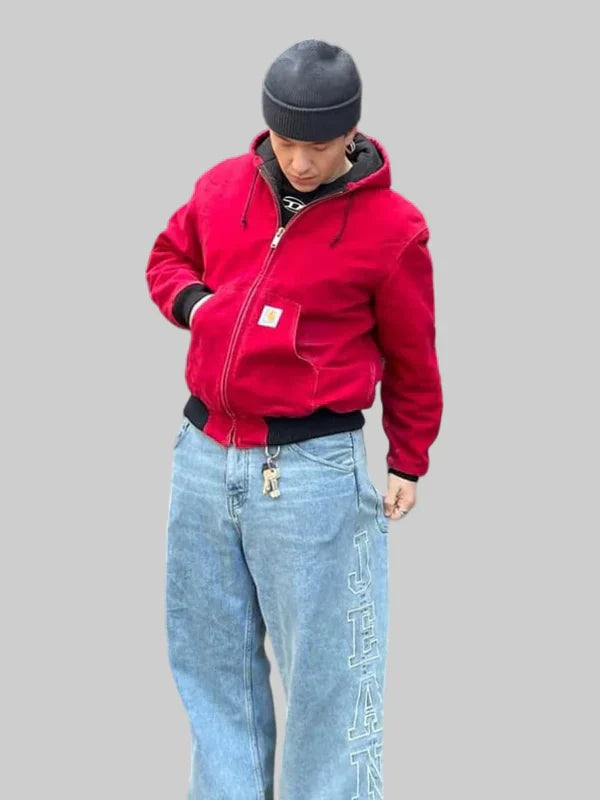Vintage Carhartt Red Hooded Bomber Jacket