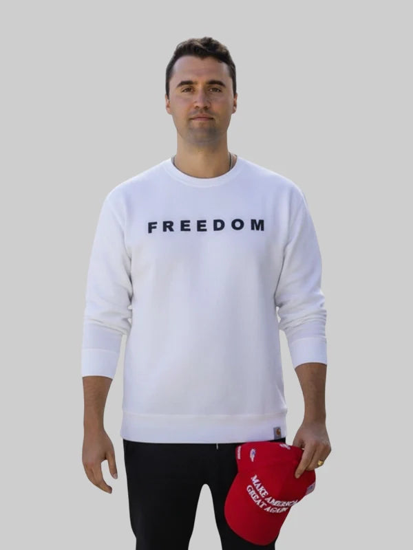 White Freedom Sweatshirt Charlie Kirk
