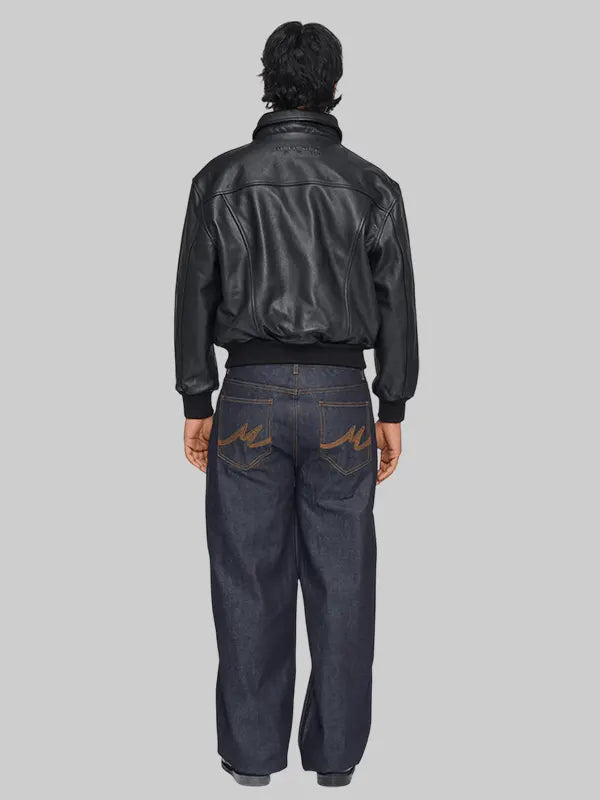 Women's Mutimer Black Leather Bomber Jacket
