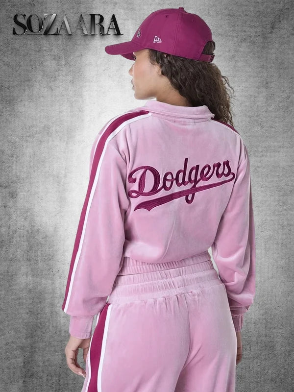 Womens Los Angeles Dodgers Pink Track Jakcet