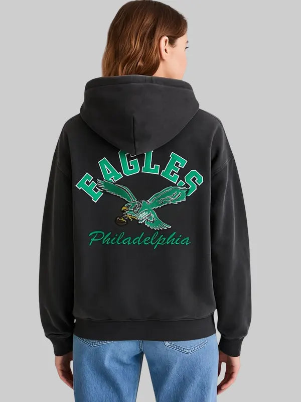 Womens Abercrombie Philadelphia Eagles Graphic Popover Hoodie Black