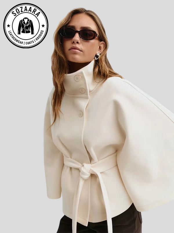 Womens Belt Cape Jacket Gina Tricot