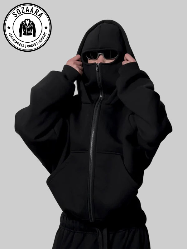 Womens Black Hoodie Balaclava