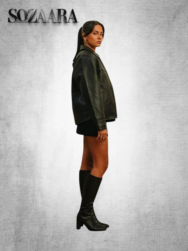 Womens Mutimer Black Leather Jacket