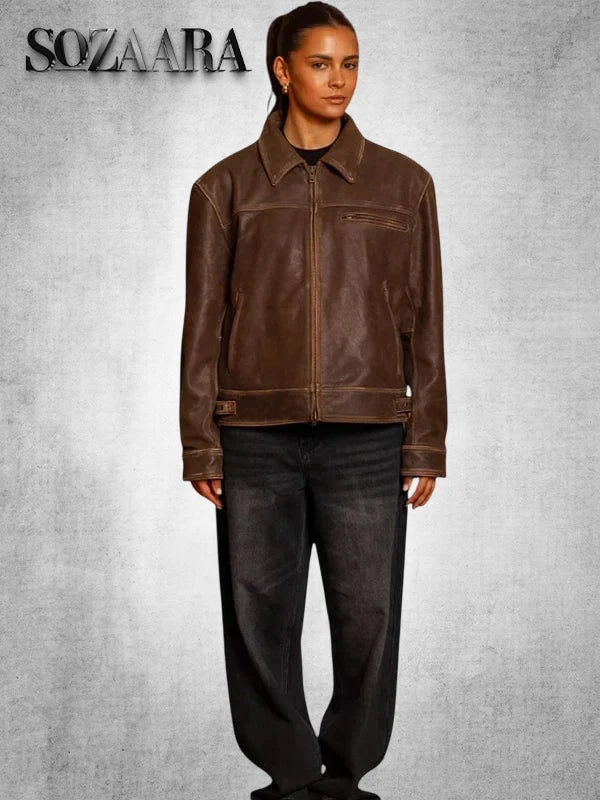 Womens Mutimer Brown Leather Jacket
